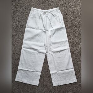 ATHLETA White Wide-Leg Linen Pants